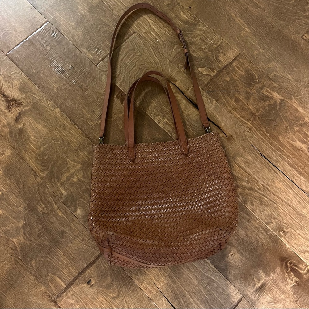 Madewell Elegant Brown Woven Tote Bag